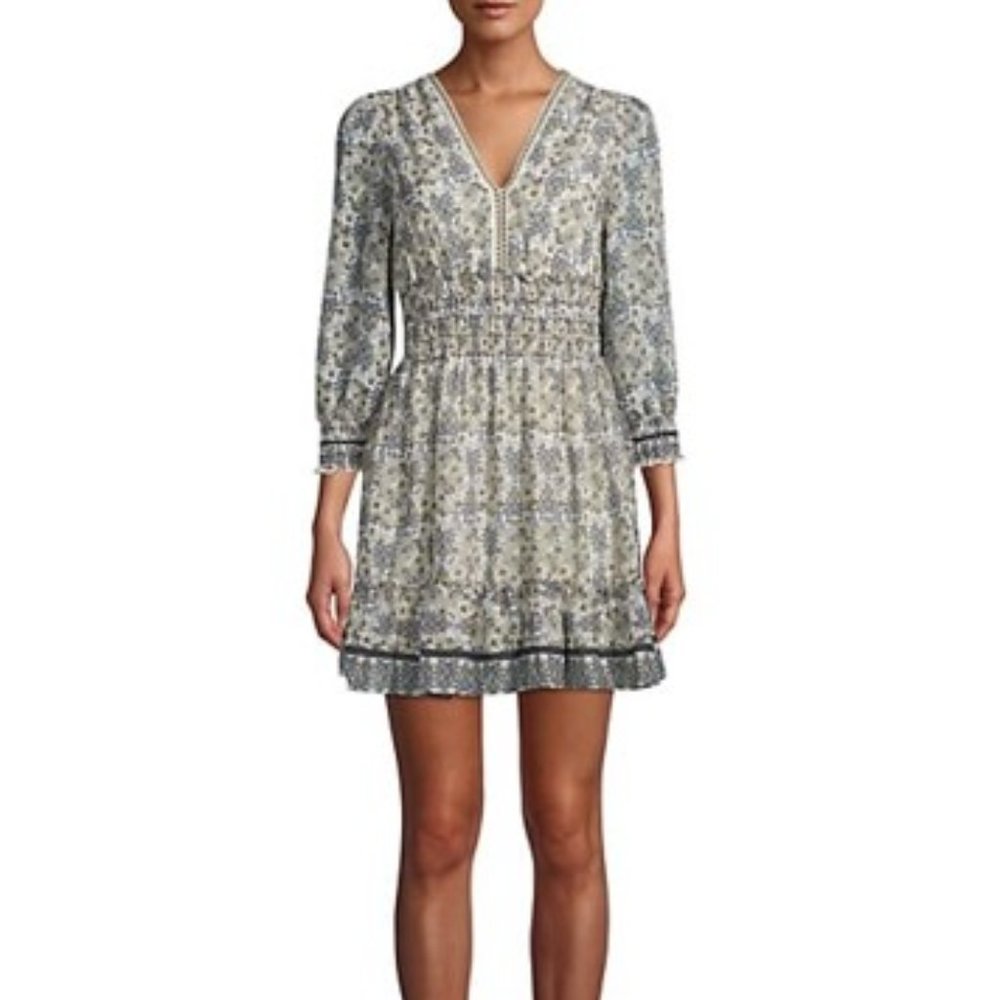 NWT Max Studio Cream Floral Empire Waist Dress, Large